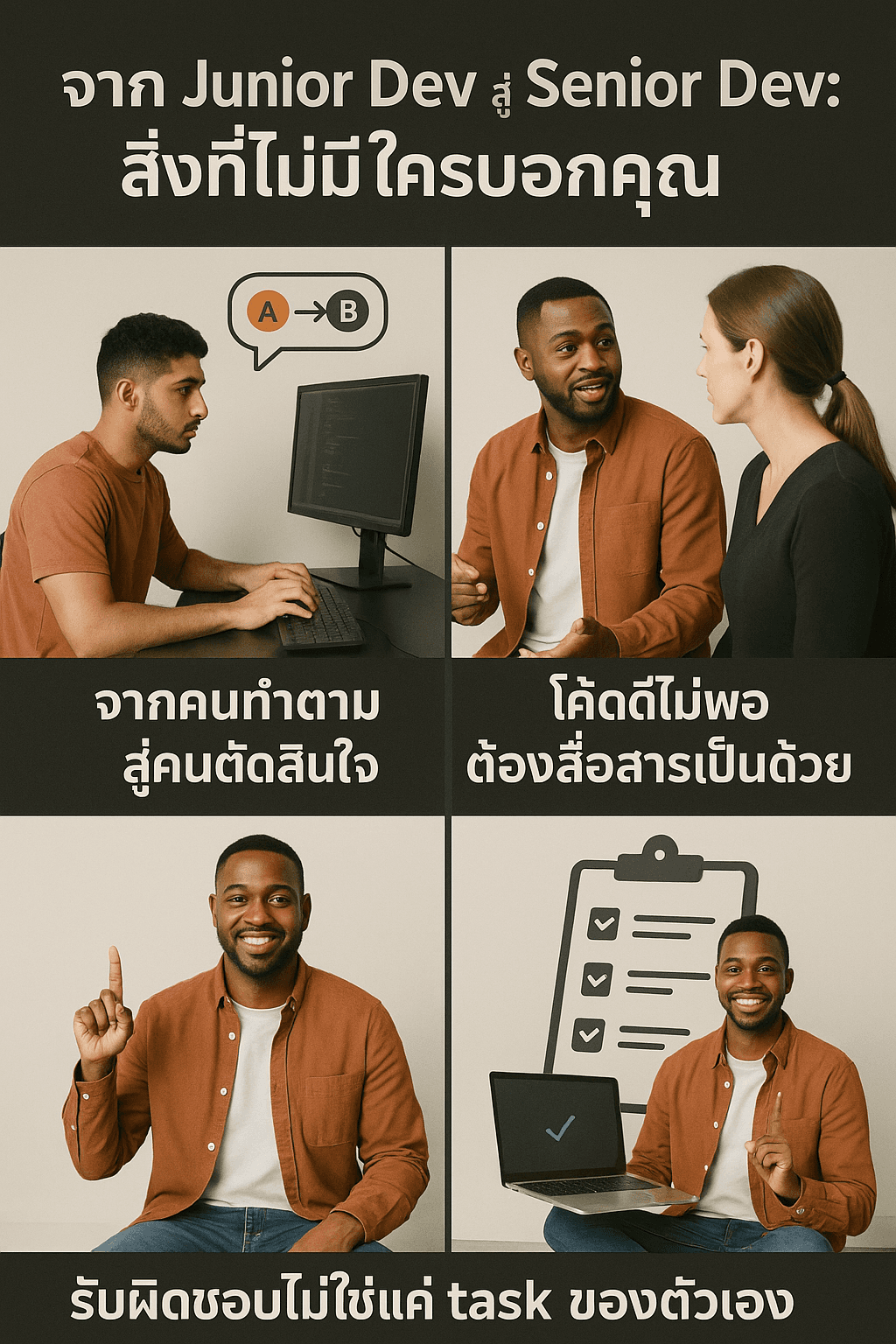 จาก Junior Dev สู่ Senior Dev: สิ่งที่ไม่มีใครบอกคุณ